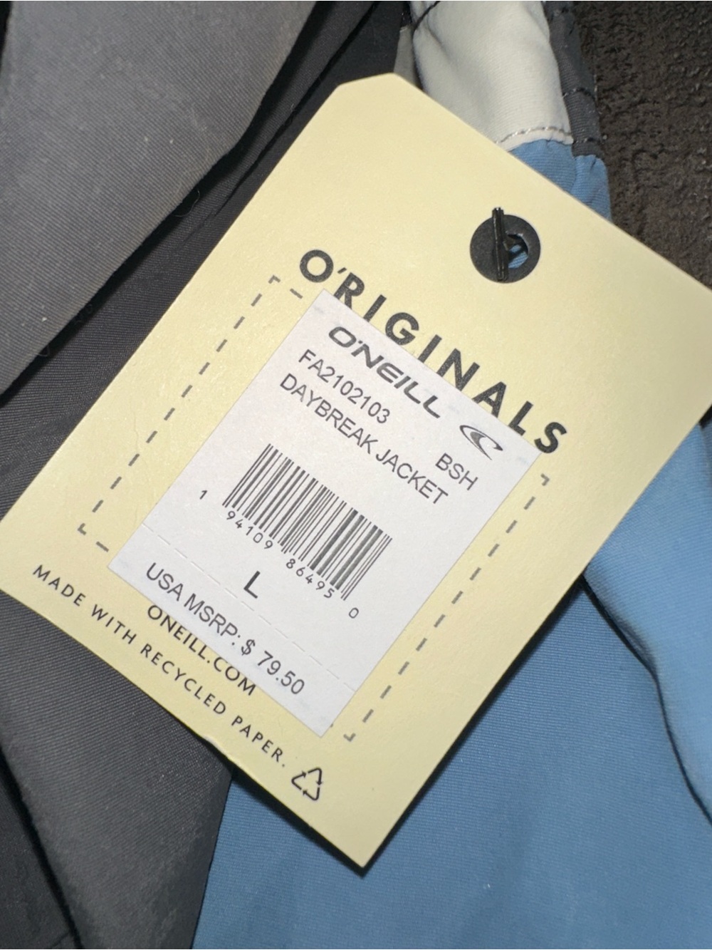 NWT Men’s O’Neill Daybreak Jacket Colorblock Blue Gray Snap Front Large - Picture 4 of 8
